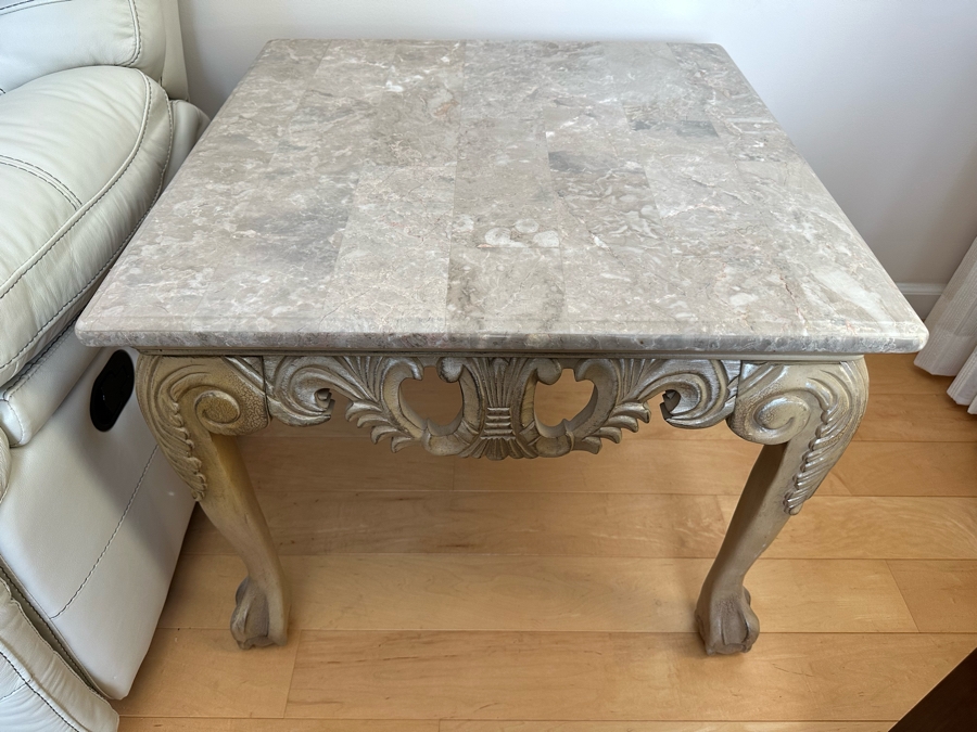Pair Of Marble Top Side Tables 29W X 29D X 24H [Photo 2]