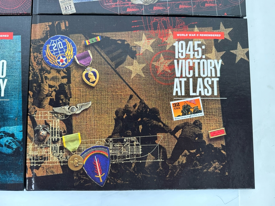 Four World War II Stamp Hardcover Books With Mint Stamps 1941-1943 & Two 1944 & 1945 Stamp Books Without Stamps [Photo 8]