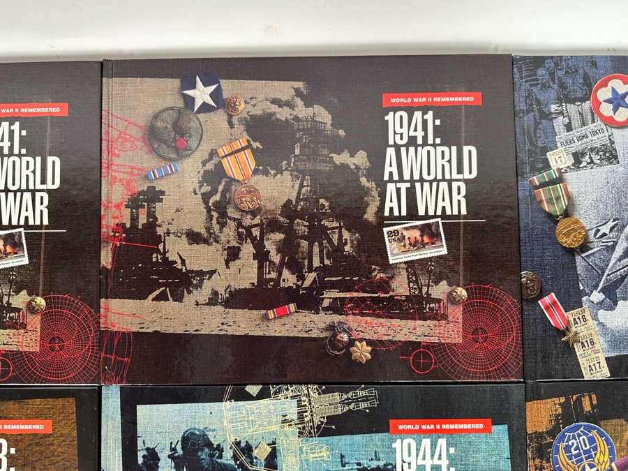 Four World War II Stamp Hardcover Books With Mint Stamps 1941-1943 & Two 1944 & 1945 Stamp Books Without Stamps [Photo 4]