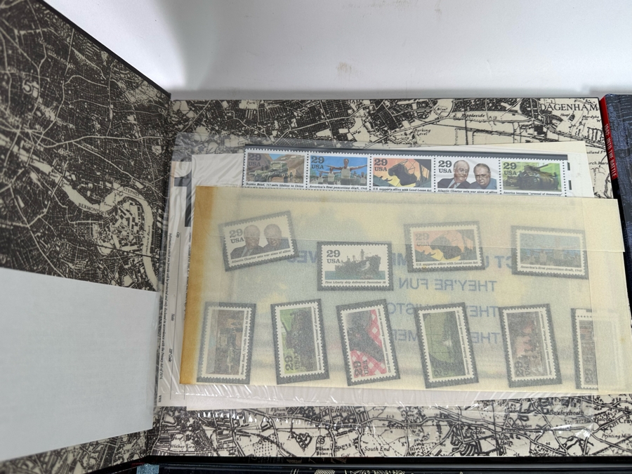 Four World War II Stamp Hardcover Books With Mint Stamps 1941-1943 & Two 1944 & 1945 Stamp Books Without Stamps [Photo 10]