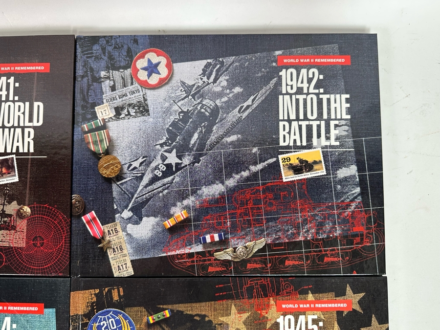 Four World War II Stamp Hardcover Books With Mint Stamps 1941-1943 & Two 1944 & 1945 Stamp Books Without Stamps [Photo 5]