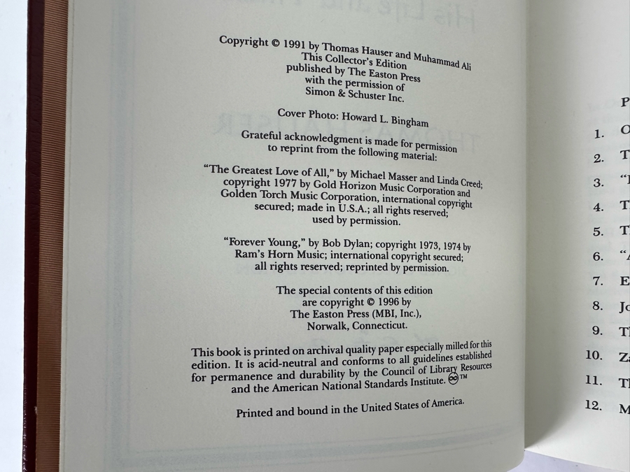 Autographed Muhammad Ali His Life And Times Hardcover Book By Thomas Hauser Signed Collector's Edition Bound In Genuine Leather Easton Press Signed By Muhammad Ali And Thomas Hauser Limited Edition Numbered 1,249 Of 3,500 [Photo 13]