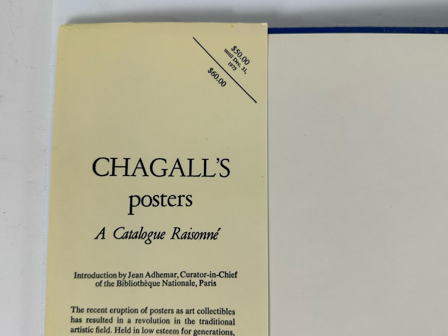 First Edition Hardcover Book Chagall's Posters Catalogue Raisonne 1975 ...