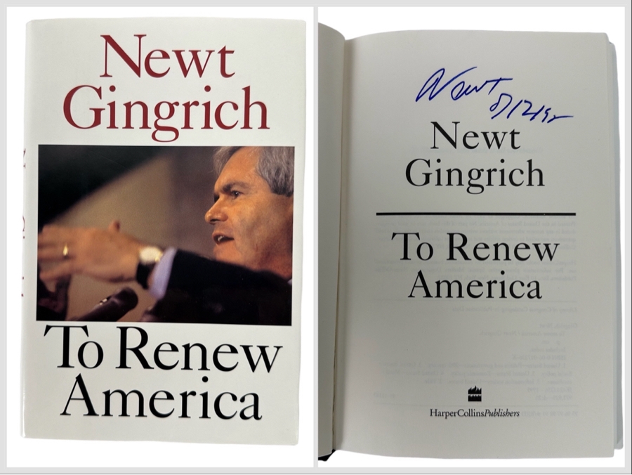 Signed First Edition Hardcover Book To Renew America Signed By Newt Gingrich 1995 [Photo 1]