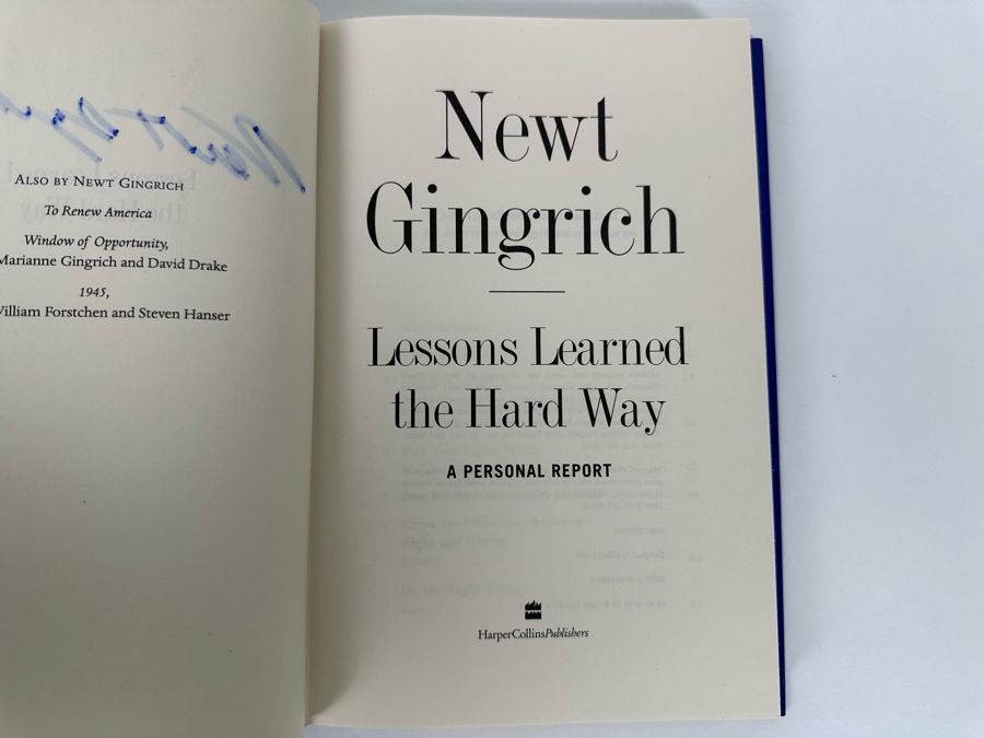 Signed First Edition Hardcover Book Lessons Learned The Hard Way A Personal Report Signed By Newt Gingrich 1998 [Photo 7]