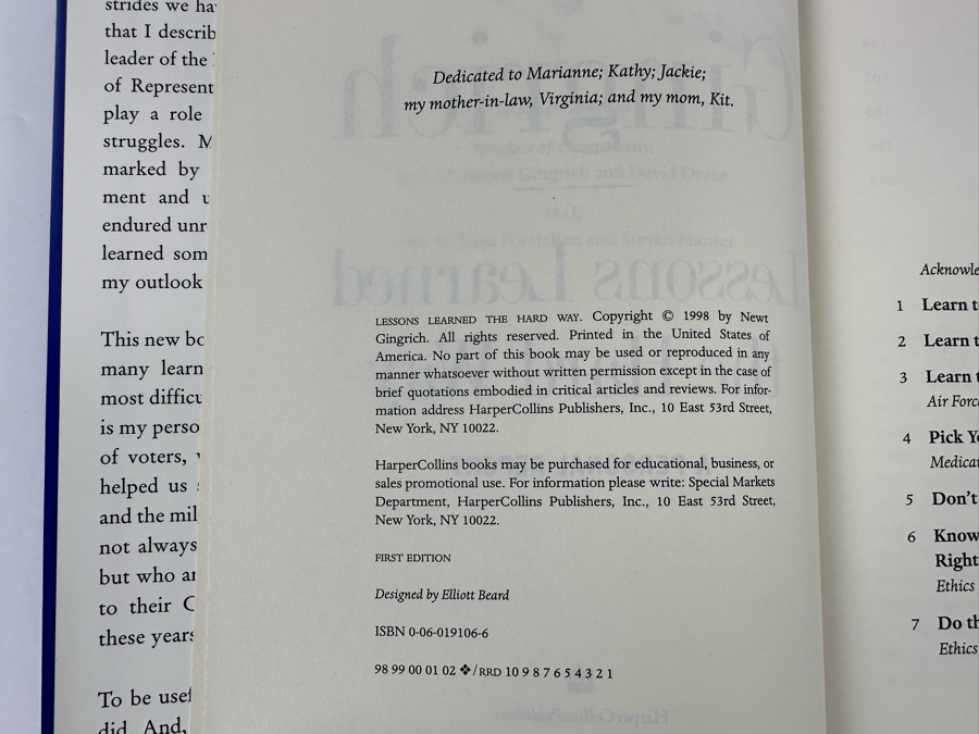 Signed First Edition Hardcover Book Lessons Learned The Hard Way A Personal Report Signed By Newt Gingrich 1998 [Photo 8]