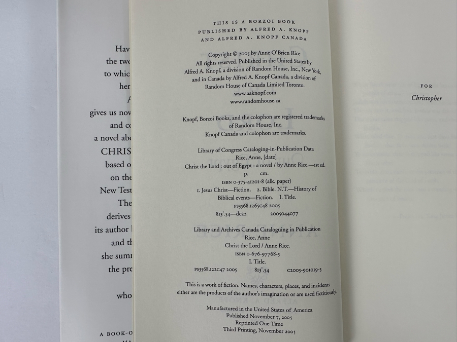 Signed First Edition Hardcover Book Christ The Lord Out Of Egypt A Novel Signed By Anne Rice 2005 [Photo 11]