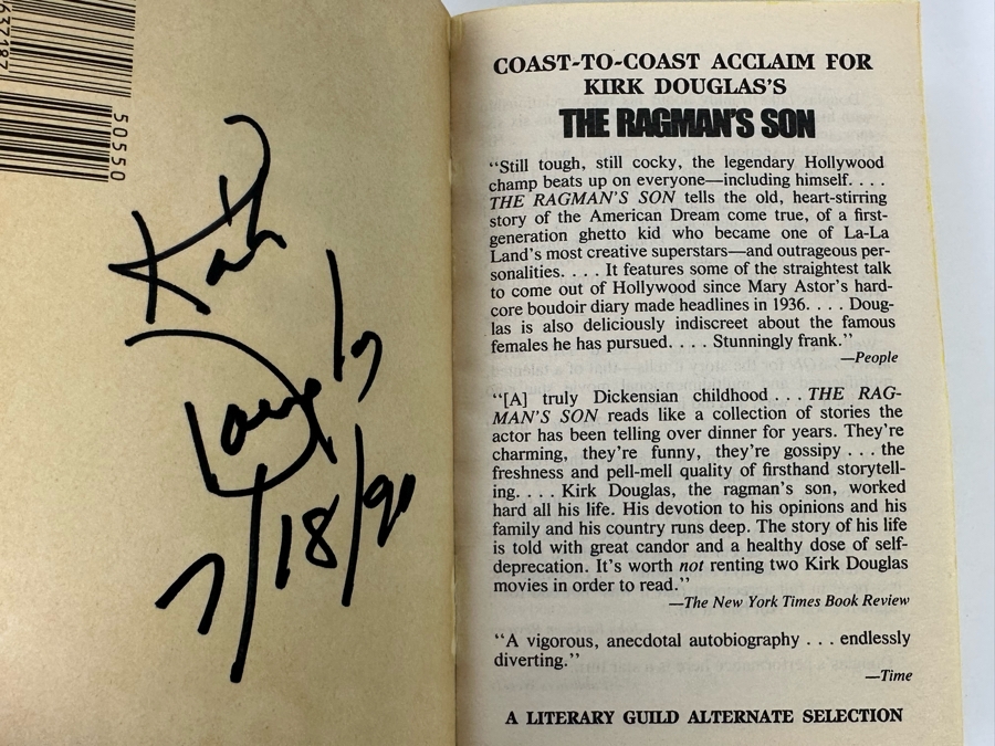 Signed Paperback Book The Ragman's Son An Autobiography With Photographs Signed By Kirk Douglas [Photo 5]