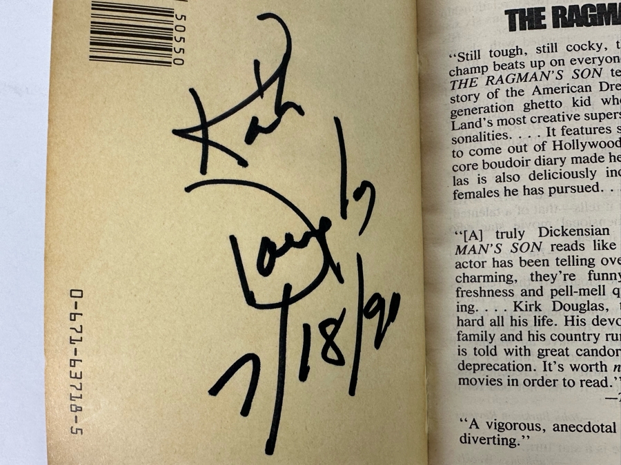 Signed Paperback Book The Ragman's Son An Autobiography With Photographs Signed By Kirk Douglas [Photo 6]