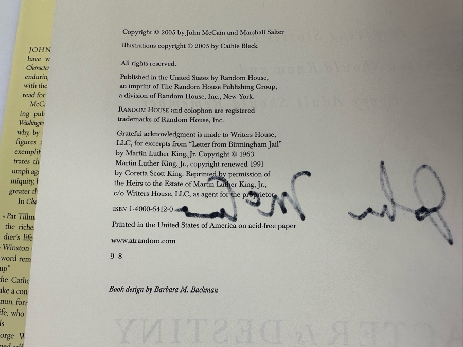 Signed First Edition Hardcover Book Character Is Destiny Signed By John McCain [Photo 9]