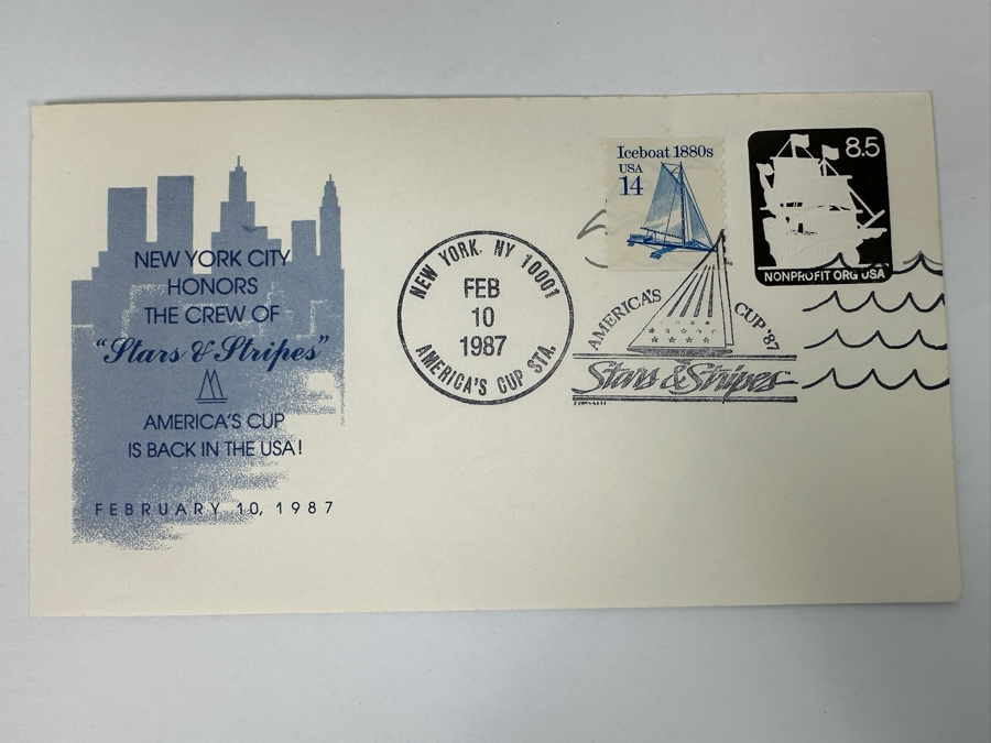 Signed First Edition Hardcover Book Comeback My Race For The America's Cup Signed By Dennis Conner With Pair Of America's Cup First Day Stamp Covers [Photo 15]