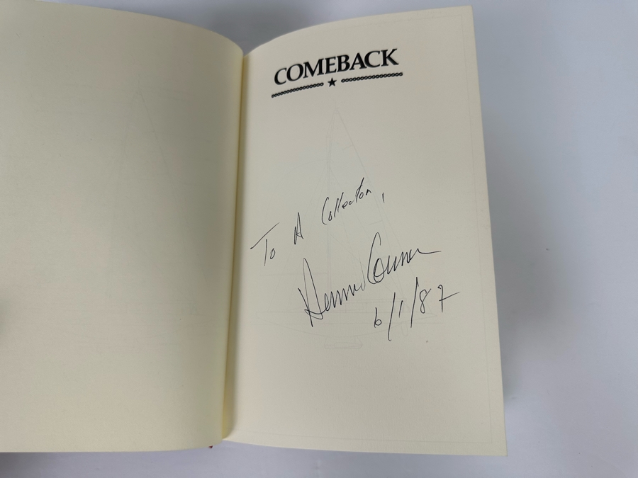 Signed First Edition Hardcover Book Comeback My Race For The America's Cup Signed By Dennis Conner With Pair Of America's Cup First Day Stamp Covers [Photo 7]