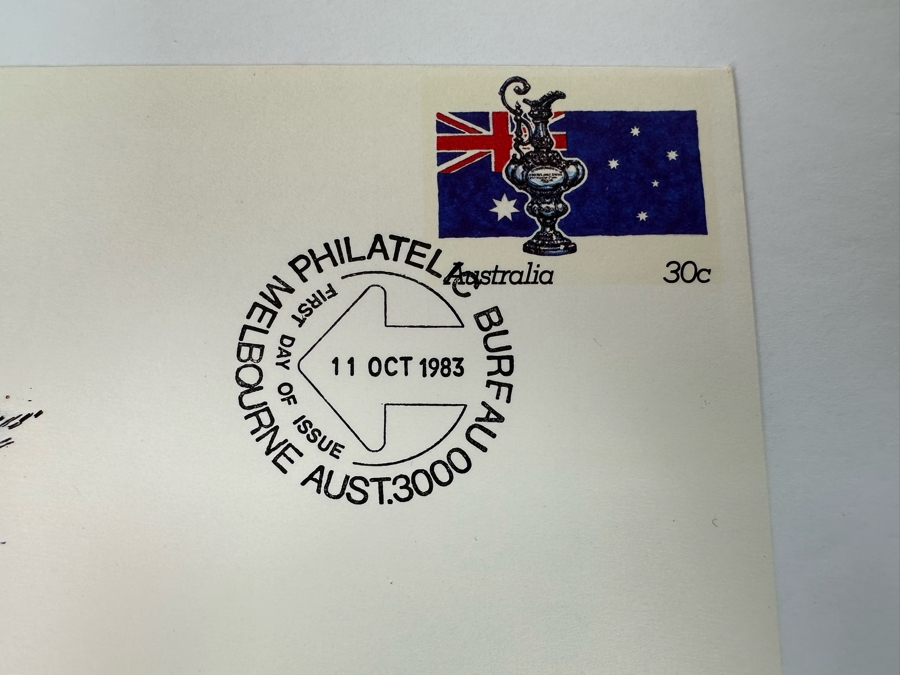 Signed First Edition Hardcover Book Comeback My Race For The America's Cup Signed By Dennis Conner With Pair Of America's Cup First Day Stamp Covers [Photo 14]