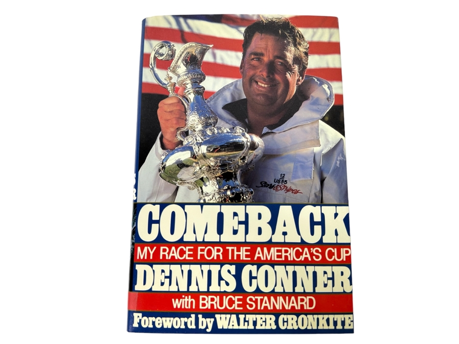 Signed First Edition Hardcover Book Comeback My Race For The America's Cup Signed By Dennis Conner With Pair Of America's Cup First Day Stamp Covers [Photo 3]