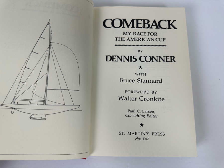 Signed First Edition Hardcover Book Comeback My Race For The America's Cup Signed By Dennis Conner With Pair Of America's Cup First Day Stamp Covers [Photo 9]