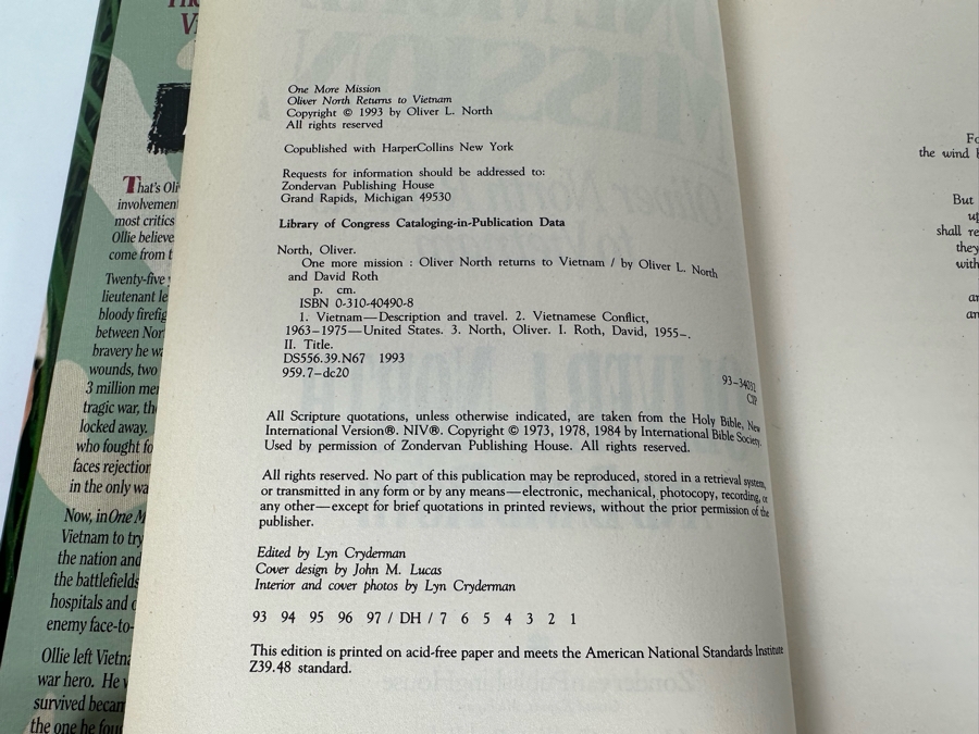 Signed First Edition Hardcover Book One More Mission Oliver North Returns To Vietnam Signed By Oliver L. North [Photo 8]