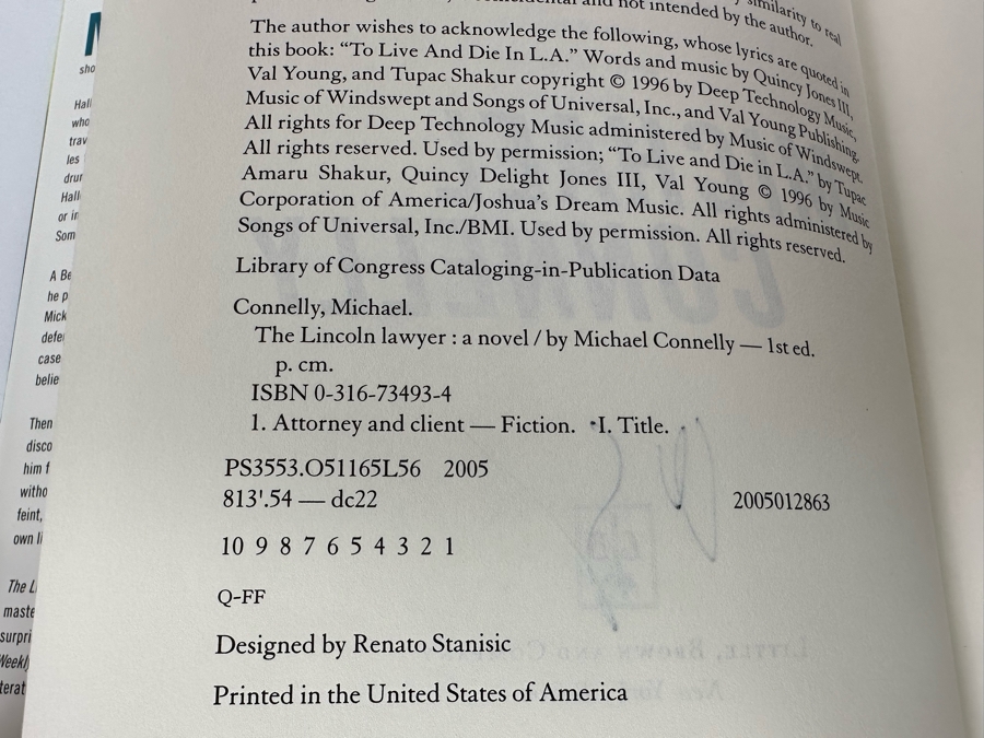 Signed First Edition Hardcover Book The Lincoln Lawyer Signed By Michael Connelly 2005 [Photo 9]