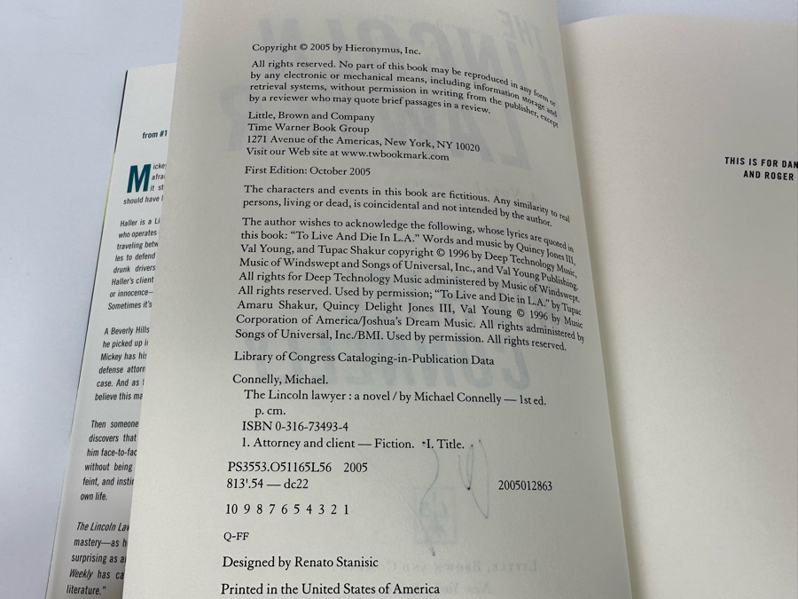 Signed First Edition Hardcover Book The Lincoln Lawyer Signed By Michael Connelly 2005 [Photo 8]