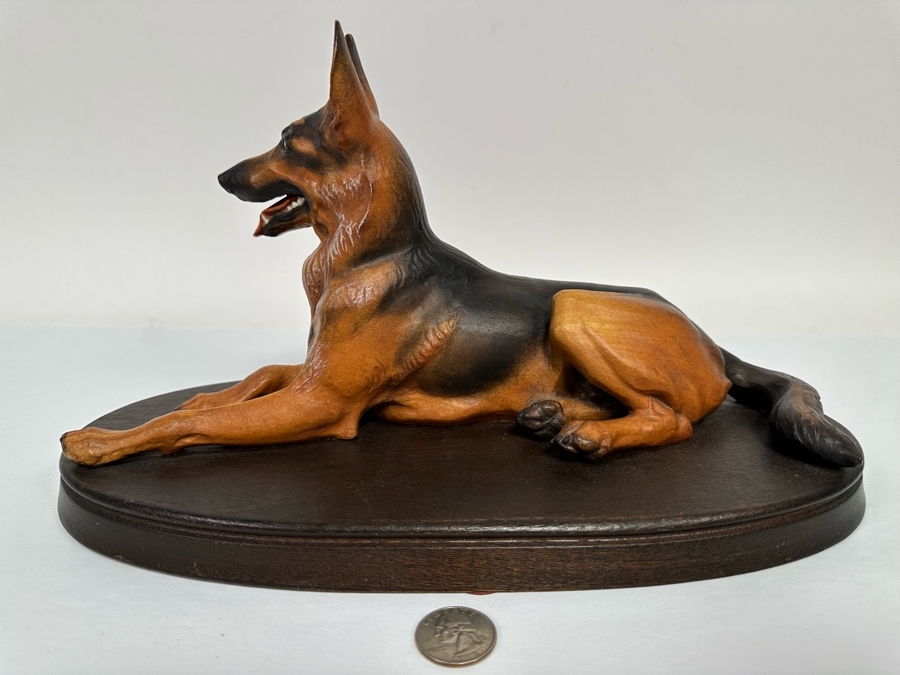 Helmut Diller (1911-1984) Rare Carved Wooden German Shepherd Wood Carving By ANRI Italy 12.5W X 6D X 7.5H [Photo 4]