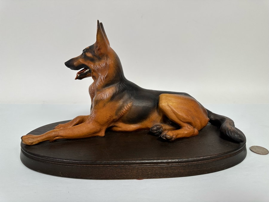 Helmut Diller (1911-1984) Rare Carved Wooden German Shepherd Wood Carving By ANRI Italy 12.5W X 6D X 7.5H [Photo 3]