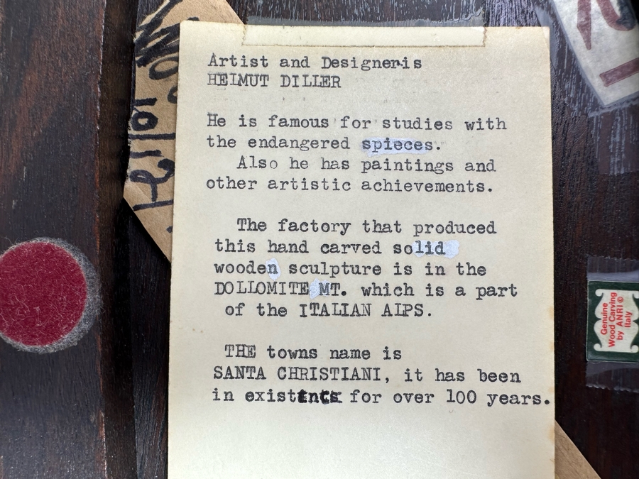 Helmut Diller (1911-1984) Rare Carved Wooden German Shepherd Wood Carving By ANRI Italy 12.5W X 6D X 7.5H [Photo 16]