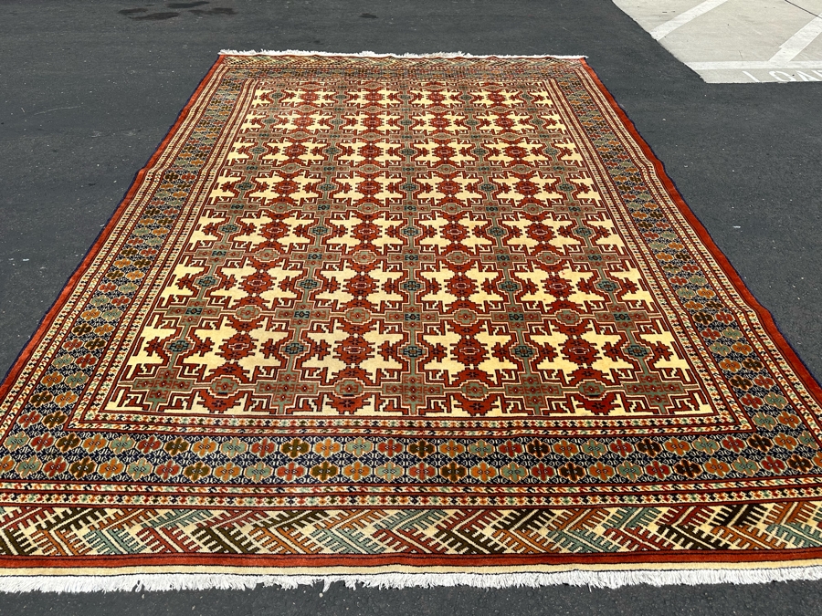 Hand Knotted Wool Area Rug From Iran Shamsi's Carpet Geometric Design 98 X 141 [Photo 3]