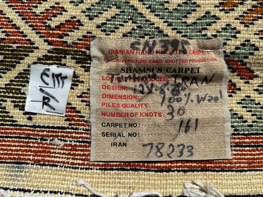 Hand Knotted Wool Area Rug From Iran Shamsi's Carpet Geometric Design 98 X 141 [Photo 11]