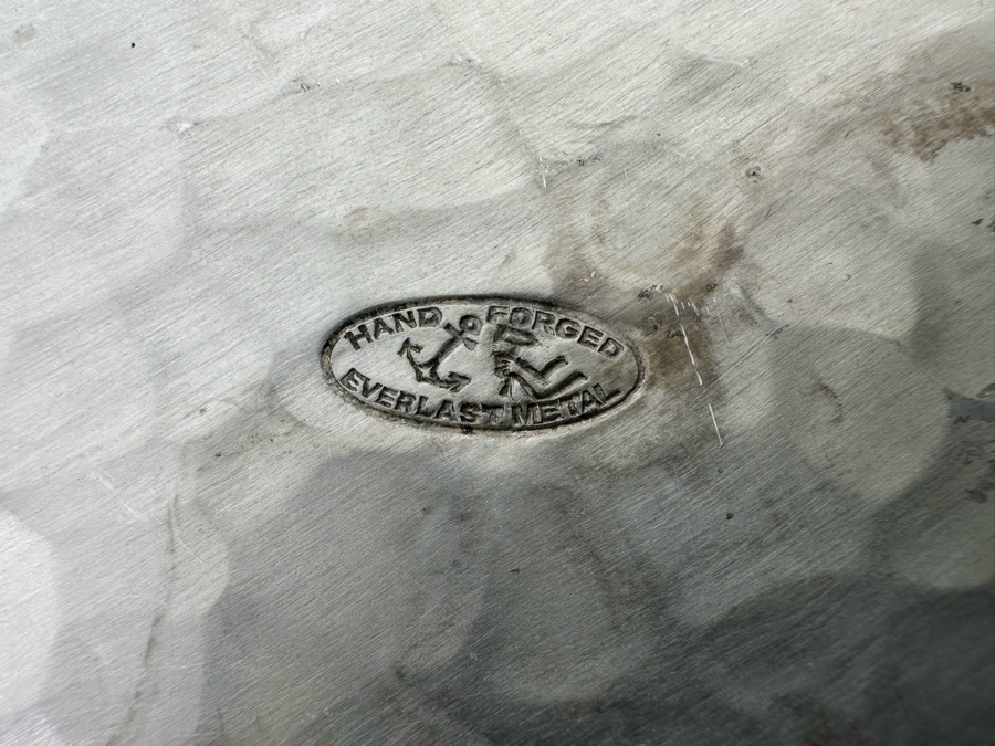 Hand Forged Everlast Metal Serving Tray With Handles Floral Relief Design 20W X 7.5D [Photo 7]