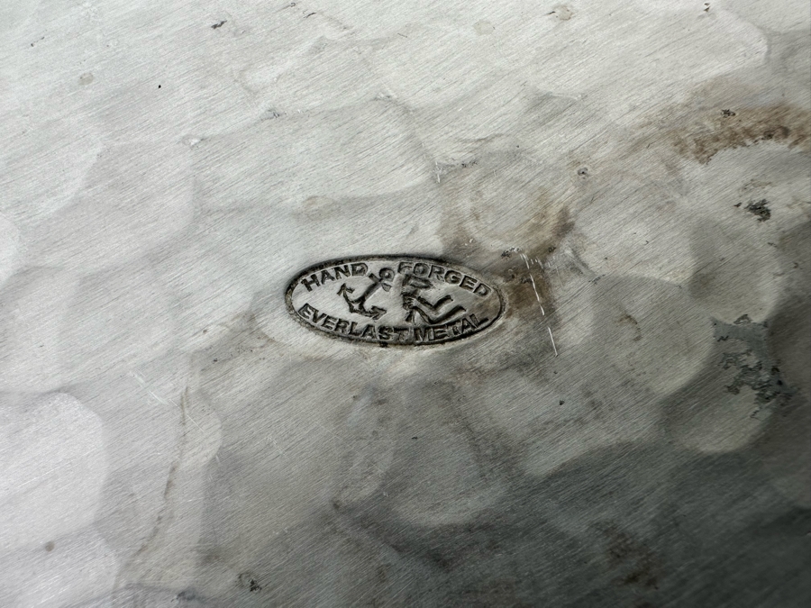 Hand Forged Everlast Metal Serving Tray With Handles Floral Relief Design 20W X 7.5D [Photo 6]