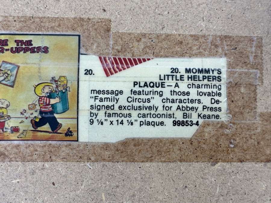 Signed Bil Keane Cartoonist For Family Circus Charming Wall Plaque Blessed Are The Cleaner-Uppers Signed Lower Right 14 X 9 [Photo 10]