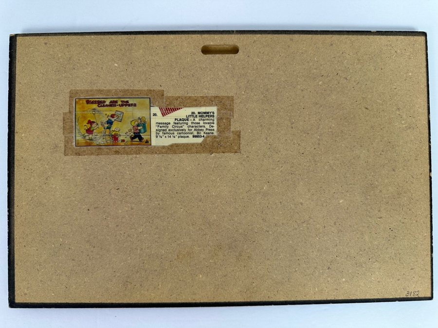 Signed Bil Keane Cartoonist For Family Circus Charming Wall Plaque Blessed Are The Cleaner-Uppers Signed Lower Right 14 X 9 [Photo 8]