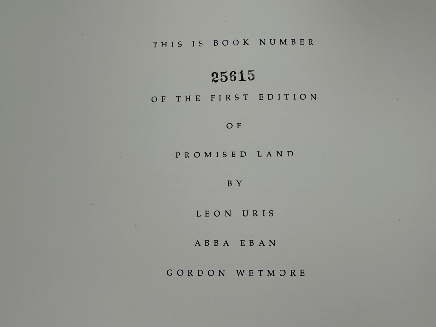 Limited First Edition Hardcover Book Promised Land By Leon Uris, Abba Eban & Gordon Wetmore 1978 [Photo 2]