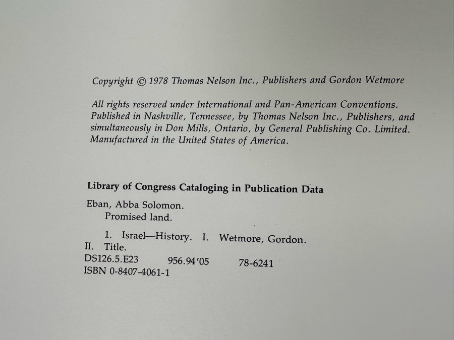 Limited First Edition Hardcover Book Promised Land By Leon Uris, Abba Eban & Gordon Wetmore 1978 [Photo 7]