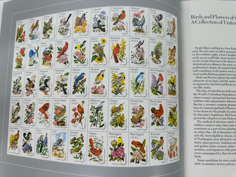 1982 U.S. Postal Service Birds And Flowers Of The Fifty States Hardcover Book With Mint Stamps [Photo 5]
