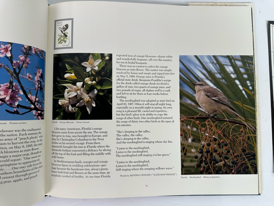 1982 U.S. Postal Service Birds And Flowers Of The Fifty States Hardcover Book With Mint Stamps [Photo 6]
