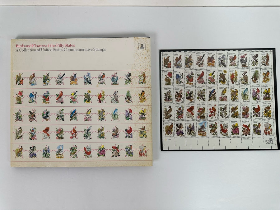 1982 U.S. Postal Service Birds And Flowers Of The Fifty States Hardcover Book With Mint Stamps [Photo 2]