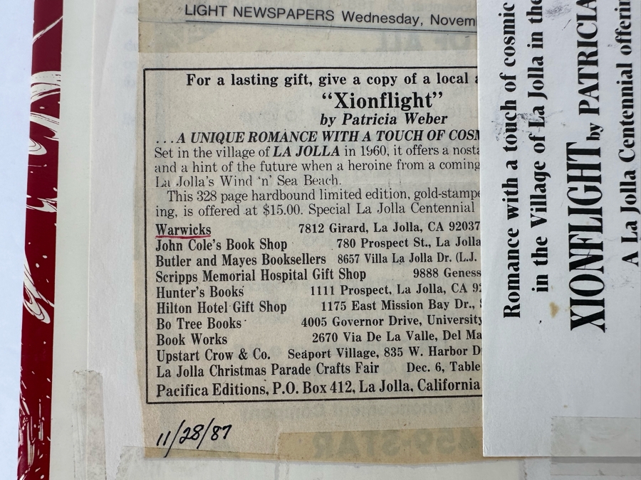 Limited First Edition Hardcover Book Xionflight By Patricia Weber 1986 [Photo 4]