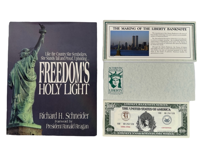 First Edition Hardcover Book Freedom's Holy Light By Richard H. Schneider With A Liberty Banknote