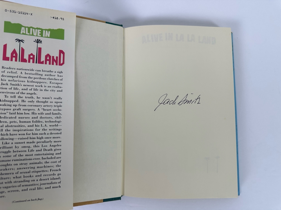 Signed First Edition Hardcover Book Alive In LaLaLand Signed By Jack Smith 1989 [Photo 5]