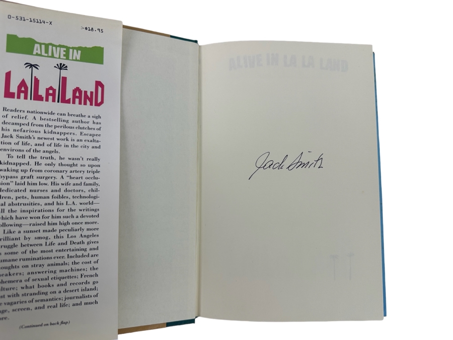 Signed First Edition Hardcover Book Alive In LaLaLand Signed By Jack Smith 1989 [Photo 2]
