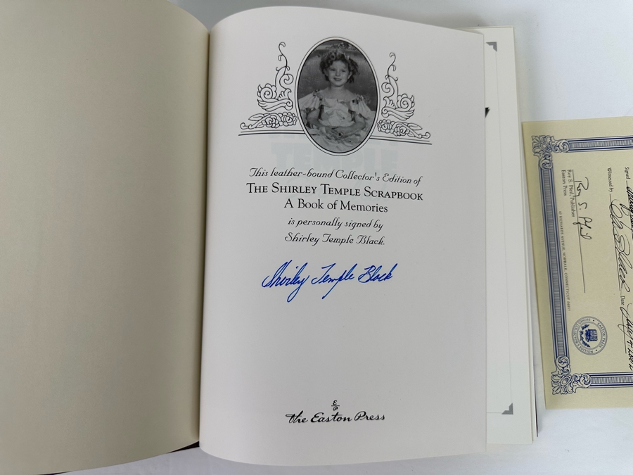 Signed Leather-Bound Hardcover Easton Press Book The Shirley Temple Scrapbook A Book Of Memories Personally Signed By Shirley Temple Black With Additional Certificate Of Authenticity Signed By Shirley Temple 2002 [Photo 7]