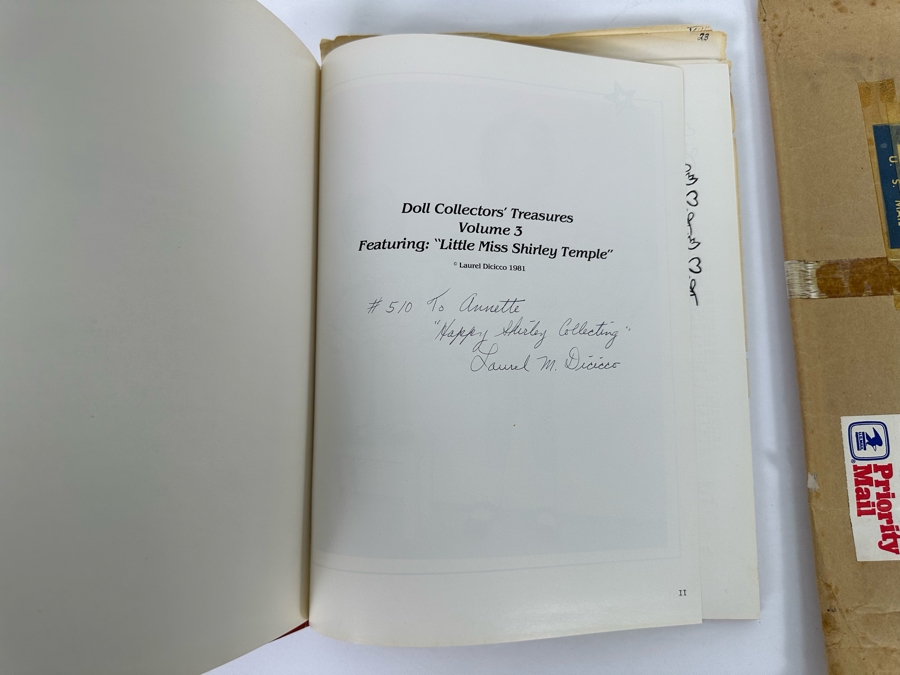 Hand Signed Shirley Temple Hardcover Book With Four Shirley Temple Black Signatures: Doll Collector's Treasures Volume 3 Featuring Little Miss Shirley T. Includes Envelope Book Was Sent In With Shirley Temple Black's Return Address - See Photos [Photo 10]