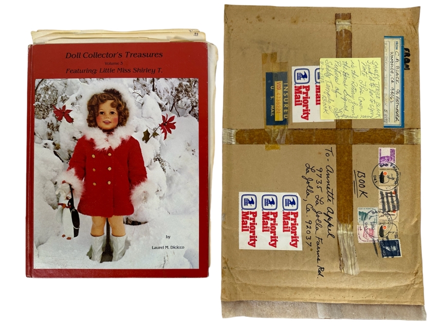 Hand Signed Shirley Temple Hardcover Book With Four Shirley Temple Black Signatures: Doll Collector's Treasures Volume 3 Featuring Little Miss Shirley T. Includes Envelope Book Was Sent In With Shirley Temple Black's Return Address - See Photos [Photo 3]