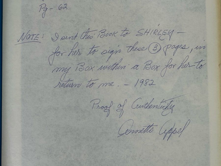 Hand Signed Shirley Temple Hardcover Book With Four Shirley Temple Black Signatures: Doll Collector's Treasures Volume 3 Featuring Little Miss Shirley T. Includes Envelope Book Was Sent In With Shirley Temple Black's Return Address - See Photos [Photo 14]