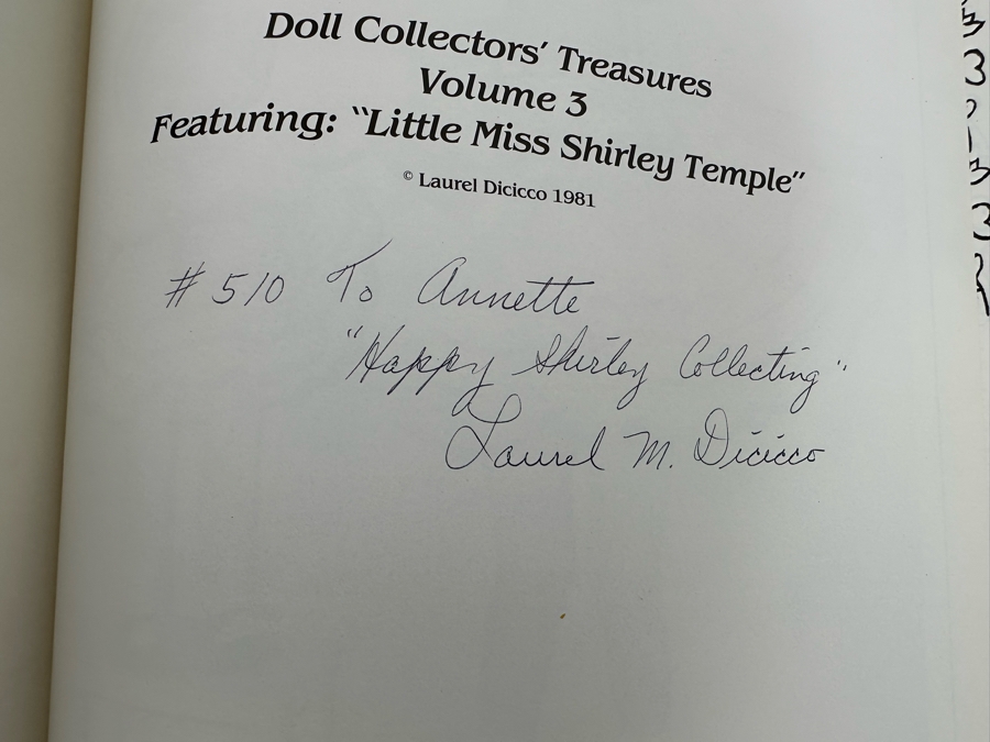 Hand Signed Shirley Temple Hardcover Book With Four Shirley Temple Black Signatures: Doll Collector's Treasures Volume 3 Featuring Little Miss Shirley T. Includes Envelope Book Was Sent In With Shirley Temple Black's Return Address - See Photos [Photo 11]