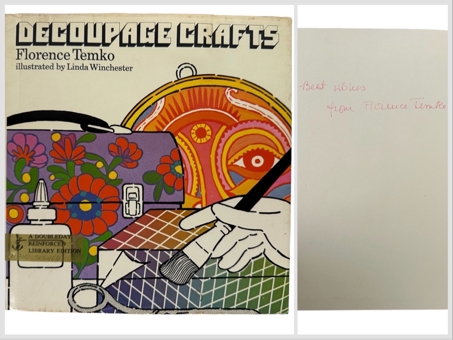 Signed First Edition Hardcover Book Decoupage Crafts Signed By Florence Temko 1976 [Photo 1]