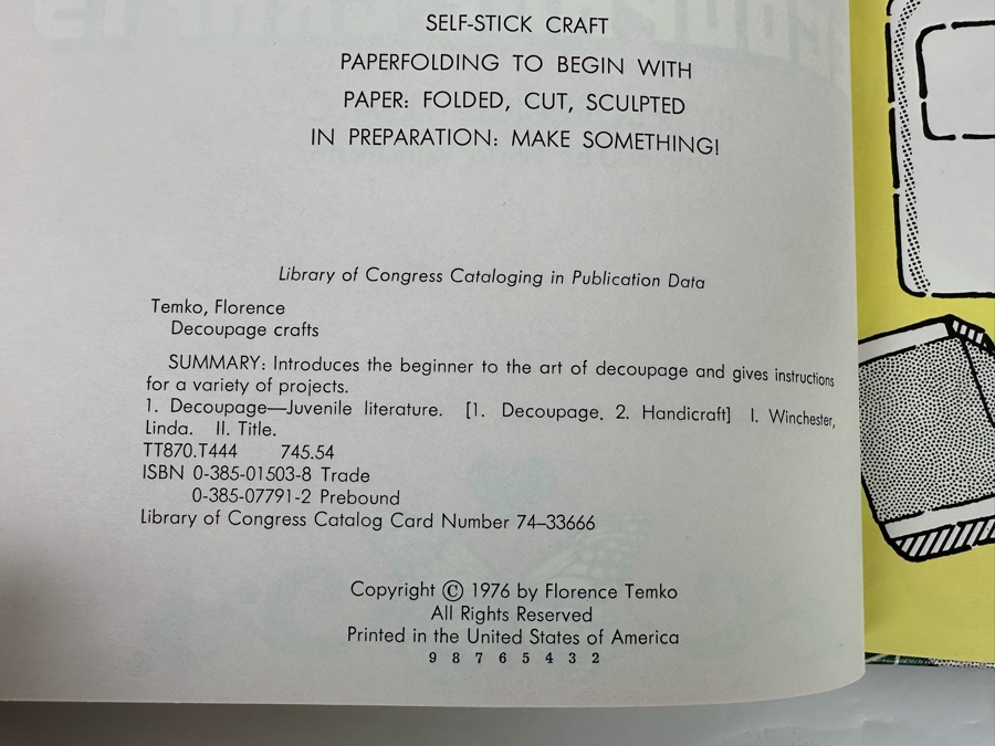 Signed First Edition Hardcover Book Decoupage Crafts Signed By Florence Temko 1976 [Photo 9]