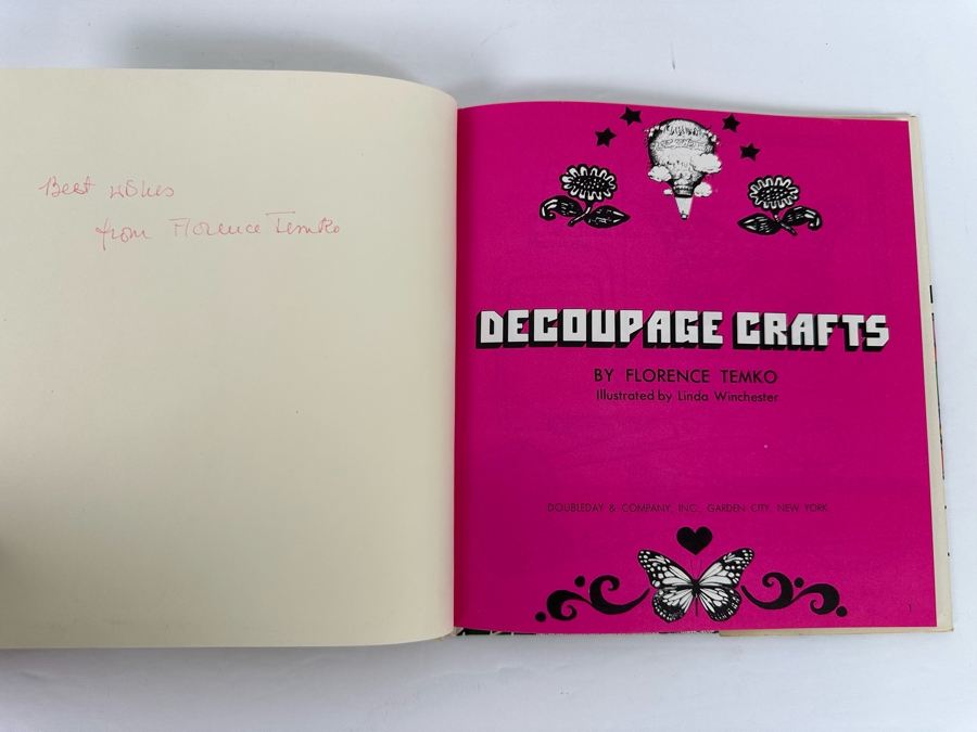 Signed First Edition Hardcover Book Decoupage Crafts Signed By Florence Temko 1976 [Photo 6]