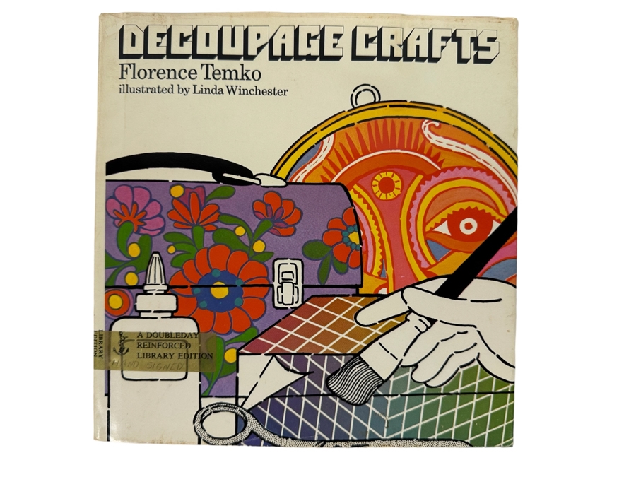 Signed First Edition Hardcover Book Decoupage Crafts Signed By Florence Temko 1976 [Photo 3]
