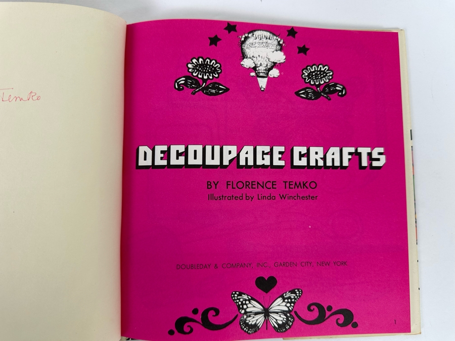 Signed First Edition Hardcover Book Decoupage Crafts Signed By Florence Temko 1976 [Photo 8]